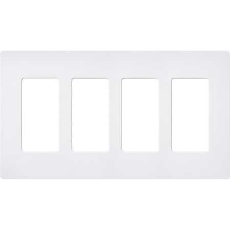 Lutron Designer Wall Plates, Number of Gangs: 4 Satin Finish, Snow SC-4-SW