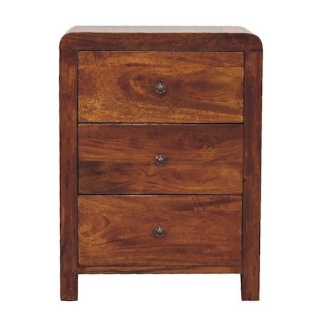 Homeroots 24" Brown Solid Wood Three Drawer Nightstand 651498