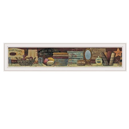 Homeroots Country Bath Shelf 2 White Framed Print Bathroom Wall Art 404712