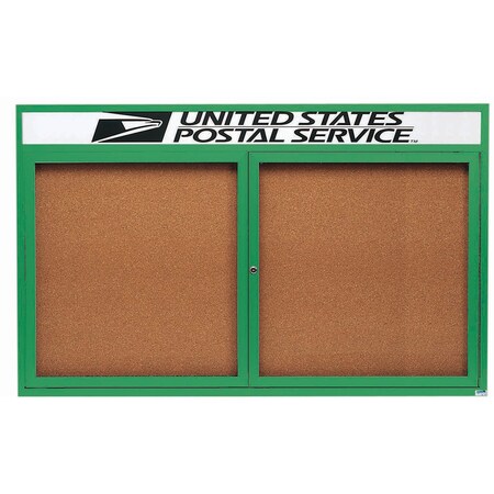 Aarco Enclosed Bulletin Board w/ Header Green Powder Coated Al Frame, 36''Hx60''W DCC3660RHG