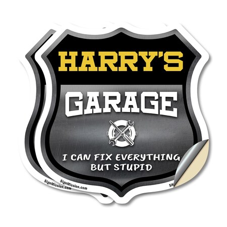 Signmission Harry's Garage I Can Fix Everything But Stupid, 12 inch X 12 inch, Vinyl Decal, 2PK SHI-D-2PACK-12-490-HARRY