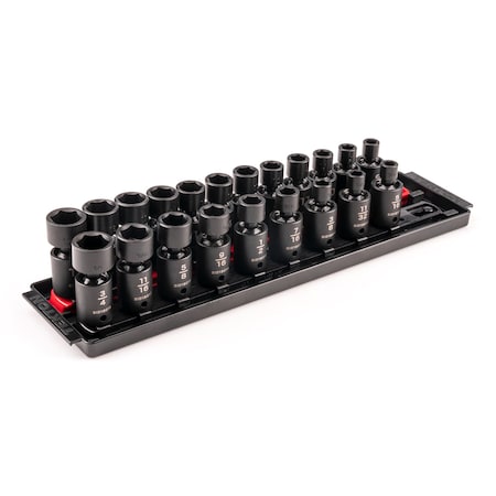 Tekton 3/8 in Drive Flex Impact Socket Set, Metric, SAE, 21 pcs SID97200