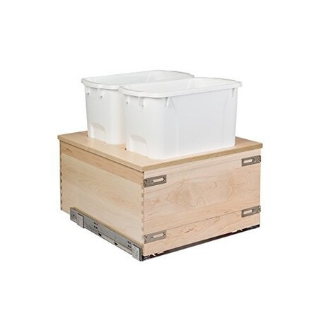 Century Components Kitchen Pull Out Waste Bin Container, 34 Qt White Double, Baltic CASBM175-34PF