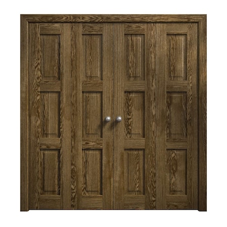 Sartodoors Sliding Closet Double Bi-fold Doors 96 x 80 inches, Ego 5010 Marble Oak, Sturdy Tracks Moldings Tr EGO5010DBF-DMR-96x80 (4* 24x80)