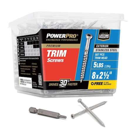 Hillman Power Pro No. 8 in. X 2 1/2 in. L Stainless Steel Star Trim Head Premium Deck Screws 5 lb 58 48645V4