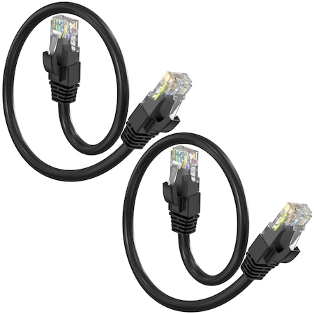 Maximm Cat6 Ethernet Cable 1ft 10Gbps 550MHz UTP, 2PK, Black, 2PK CAT6CCA-1BK-2PK