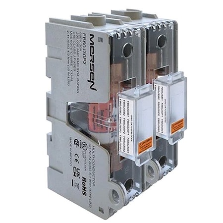 Mersen Fuse Block, 2 Poles, 0 to 100 A Amp Range, 600V AC Volt Rating FB60J30P2