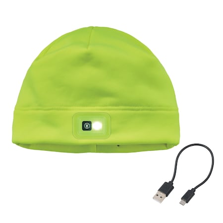 Ergodyne Lime Winter Skull Cap with LED Rechargeable Light 6801