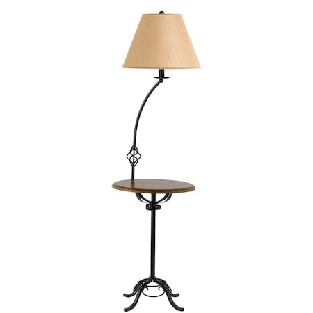 Homeroots 62" Black Tray Table Floor Lamp With Brown Empire Shade 526238