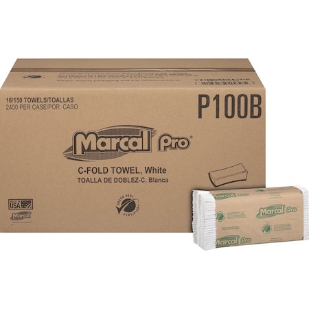 Marcal C-Fold Paper Towels, White, 2400 PK MRCP100B