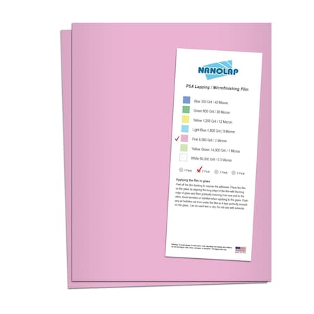 Nanolap PSA Lapping Film, 2 Pc 3 Micron (8,000 Grit), 8-0.5 in x 11 in Microfinishing Fine Sanding Paper 61557N