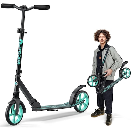 Outdoorcruiser Outdoor Cruiser Kick Scooter, Ages 6+, 240 LBS Max, Foldable, 8in. Wheels, Suspension, Black/Aqua OCTENS753