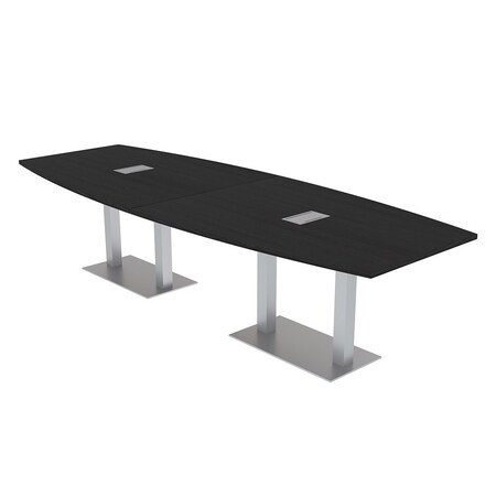 Skutchi Designs Boat Conference Table With Power Unit, 48 in W, 120 in L, Black HAR-BOT-48x120-DOU-U999ST19-ESIL