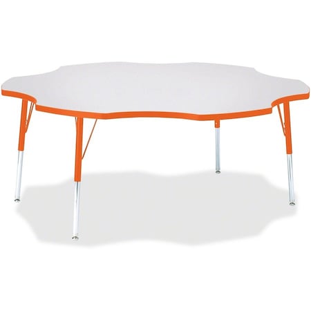 Jonti-Craft Berries Six Leaf Activity Table, 60 in., A-height, Freckled Gray/Orange/Gray 6458JCA114
