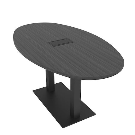 Skutchi Designs Boval Conference Table With Power, 36 in W, 60 in L, Grey HAR-BOVL-36X60-DOU.BK-WA7949-EBLK