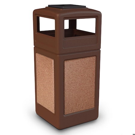 Commercial Zone Products 42-gallon StoneTec Square Ashtray-Lid, Brown w/ Sedona 720525K