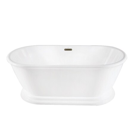 Kingston Brass 66-Inch Acrylic Oval Double Ended Pedestal Tub with Drain, No Faucet Drillings VTDE663124C423