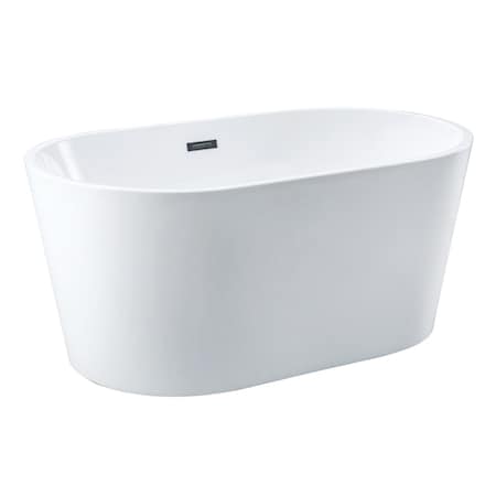 Kingston Brass 53" Acrylic Oval Double Ended Freestanding Tub with Drain, Glossy White VTDE533023