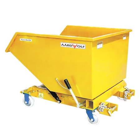 Aardwolf Waste Bin, 2204 lb Capacity, Steel, Yellow WB620PC