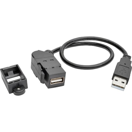 Tripp Lite USB KEYSTONE PANEL MOUNT EXTENSION COUPLER CABLE M/F ANGLED 1FT U024-001-KPA-BK
