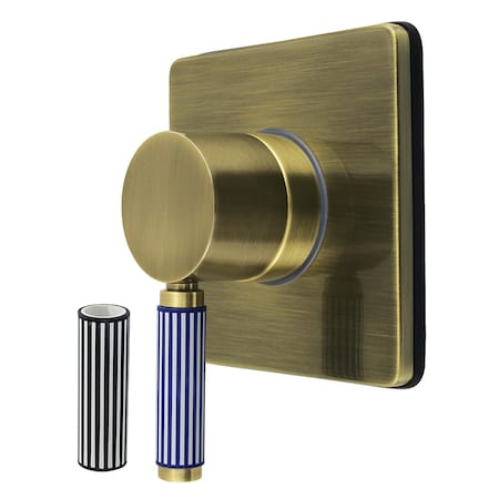 Kingston Brass Single-Handle Six-Way Diverter Valve with Square Trim Kit, Antique Brass KS4043KPS