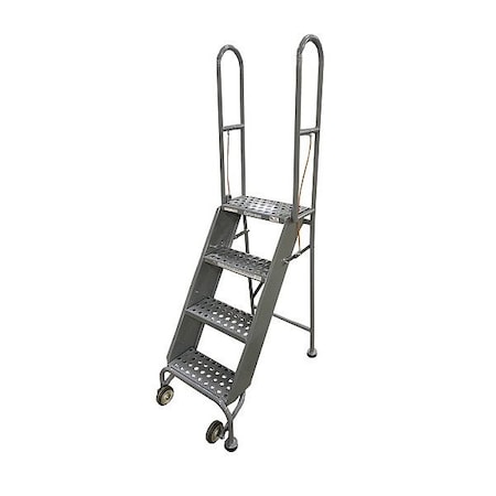 Cotterman 70 in H Steel Folding Rolling Ladder, 4 Steps, 350 lb Load Capacity SAS4A6E10B8C1P6