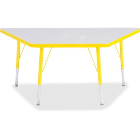 Jonti-Craft Berries Trapezoid Activity Tables, 24 in. x 48 in., E-height, Freckled Gray/Yellow/Gray 6438JCE007