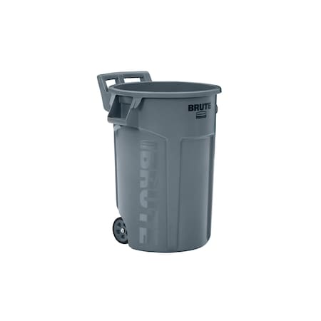 Rubbermaid Commercial BRUTE 44 gal Round Trash Can, Gray, None, Plastic, 27 9/16 in 2131929