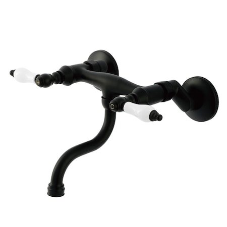 Kingston Brass Double-Handle Wall Mount Bathroom Faucet, Matte Black KS2110PL