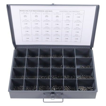 Zoro Select Screw Assortment, M3 to M6, Stainless Steel, Plain JBDL24BSR25WLN