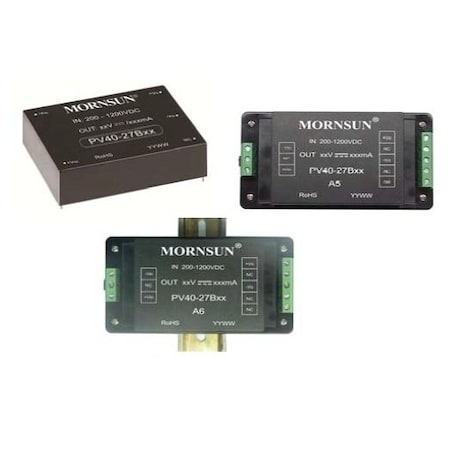 Mornsun DC-DC converter for PV industry, 40W 24VDC, 200-1200VDC input PV40-27B24