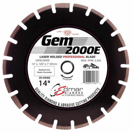 Continental Abrasives 14in x .125 x 1in-20mm Asphalt and Green Concrete Heavy Duty Blade DB-00040E