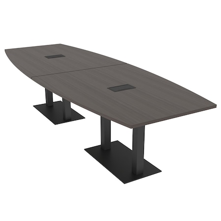 Skutchi Designs Boat Conference Table With Power, 48 in W, 120 in L, Black HAR-BOT-48x120-DOU.BK-U999ST19-EBLK
