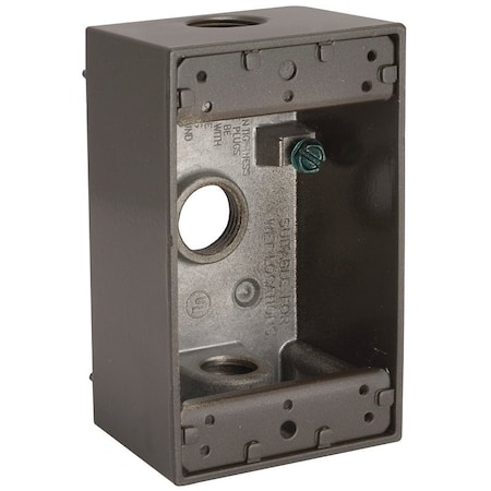 Hubbell Weatherproof Box, 3-Outlet, 1-Gang, Aluminum, Bronze, Powder-Coated 5320-7