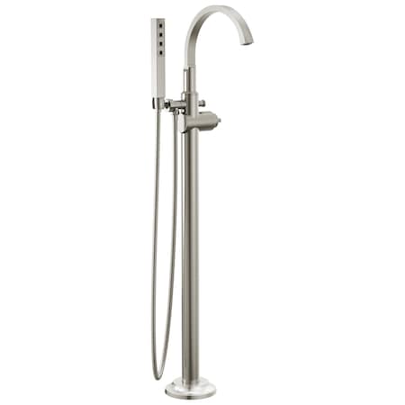 Delta Tetra Floor Mount Tub Filler Trim In Lumicoat Stainless T4788-SS-PR-LHP-FL