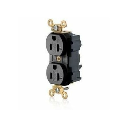 Leviton Lev-Lok Industrial Grade Tamper Resistant Duplex Receptacle, 20 Amp, 125 Volt M5362-SGE