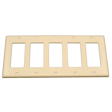 Leviton Decora Wallplate, Standard Size, Gang 5, Light Almond 80423-T