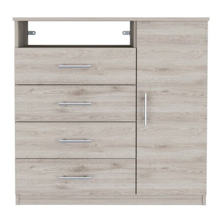 Homeroots 36" Light Gray Manufactured Wood Four Drawer Combo Dresser 477774