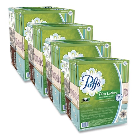 Puffs Plus Lotion 2 Ply Facial Tissues, 124 Sheets, 24 PK PGC 39383