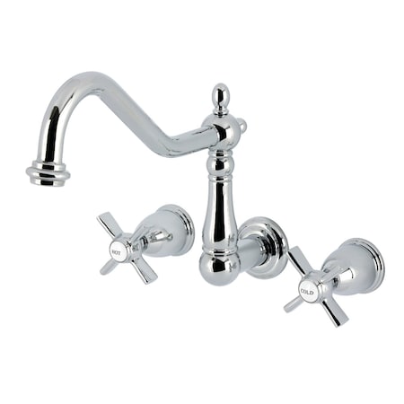 Kingston Brass Two-Handle Wall Mount Tub Faucet, Polished Chrome KS1021ZX