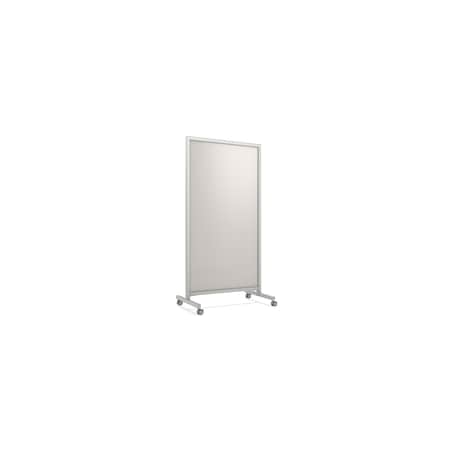 Ghent EZ Mobile Glassboard, Aluminum Frame, Magnetic, 75''H x 38''W, Beige EZ1MA7538BG