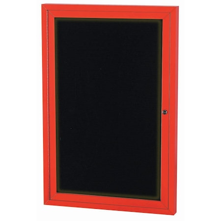 Aarco Illuminated Enclosed Letter Board Directory w/ Powder Coated Red Aluminum Frame, 48''Hx36''W 1 Door ADC4836IR