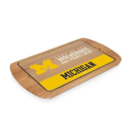 Picnic Time Family Of Brands NCAA Michigan Wolverines Billboard Glass Top Cheese Board - Charcuterie Boards, Parawood 911-01-505-344-0