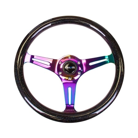 Payasadas 350 mm Galaxy Classic Wood Grain Wheel with 3 Neochrome Spokes, Black Sparkled PA2144404