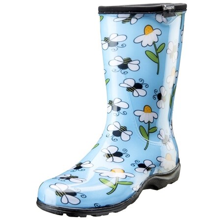 Sloggers 5020BEEBL-7 Rain and Garden Boots, 7, 15-1/2 in W, Bee, Light Blue 5020BEEBL07