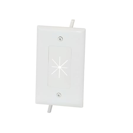 Monoprice Cable Plate with Flexible Opening, Number of Gangs: 1 ABS Plastic, White 12584