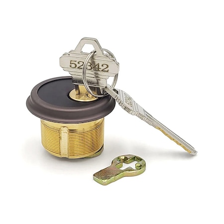 Ecs Hardware Durable Prem Mortise Cylinder, 1 in, Keyed Alike w/Ring, Schlage SC1 Keyway, US10B, Dark Oxidized Satin ECSH-MC01-10B-SC1-KA10