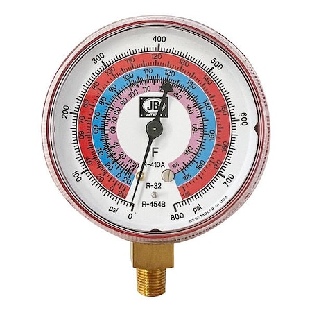 Jb Industries High Side Gauge, Brass, Non-Illuminated M2-864