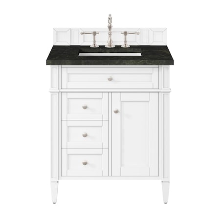 James Martin Vanities Brittany 30" Single Vanity in Bright White, w/ 3 CM Phantome Eclos Top 655-V30-BW-3PHT
