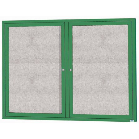 Aarco Outdoor Illuminated Enclosed Bulletin Board w/ Al Frame, Powder Coated Green, 48''Hx60''W ODCC4860RIG